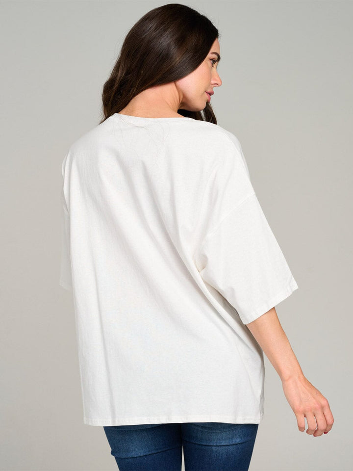 WOMEN'S SHORT SLEEVE GRAPHIC OVERSIZE SHIRT