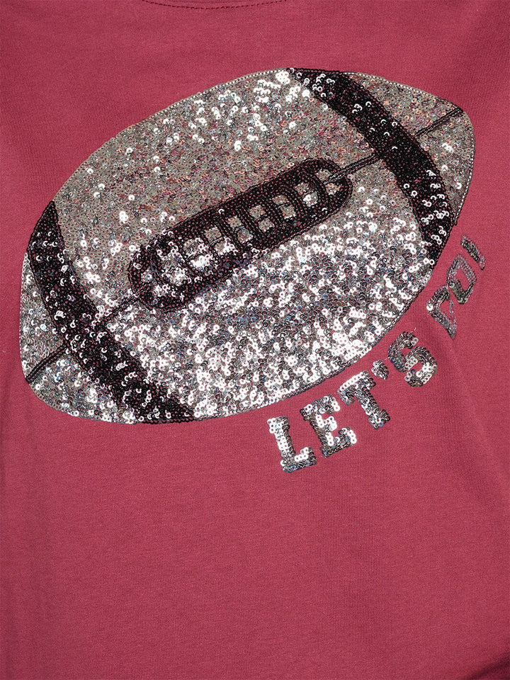 WOMEN'S SHORT SLEEVE SEQUINS GRAPHIC TOP