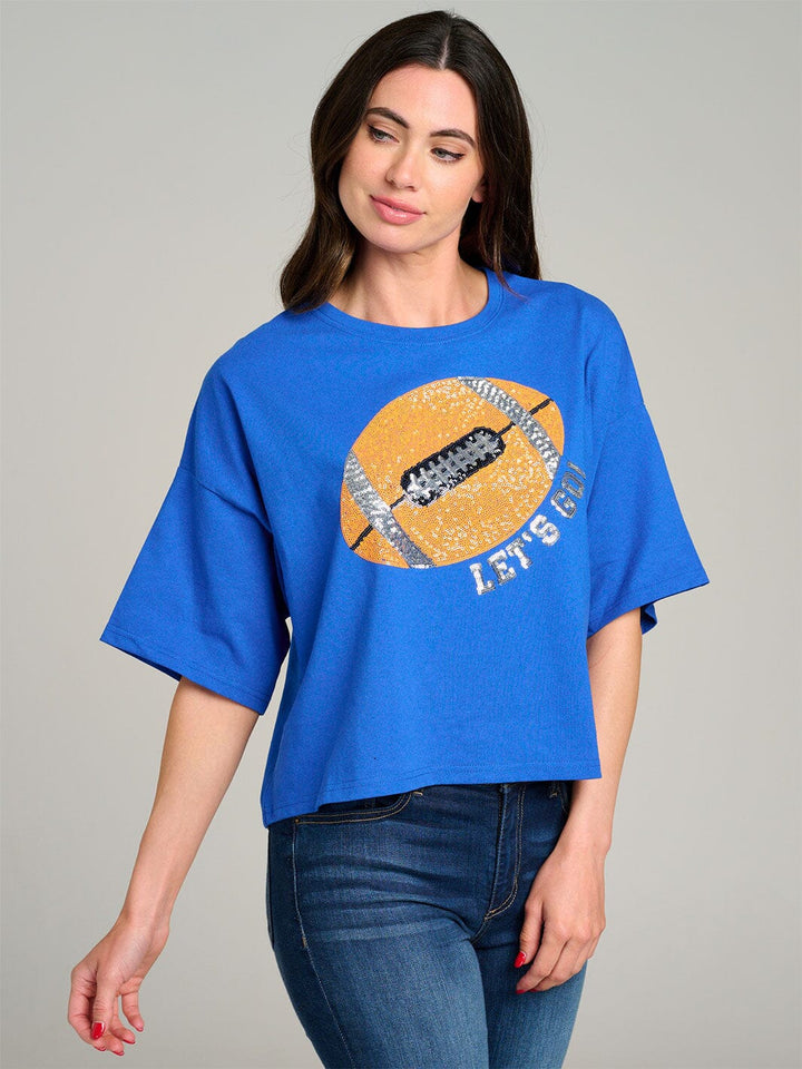 WOMEN'S SHORT SLEEVE SEQUINS GRAPHIC TOP