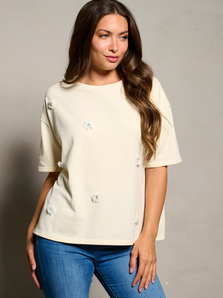 WOMEN'S SHORT SLEEVE DETAILED BLOUSE TOP