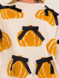 WOMEN'S LONG SLEEVE PUMPKINS GRAPHIC PULLOVER SWEATER
