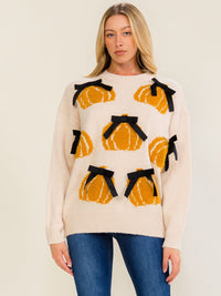 WOMEN'S LONG SLEEVE PUMPKINS GRAPHIC PULLOVER SWEATER