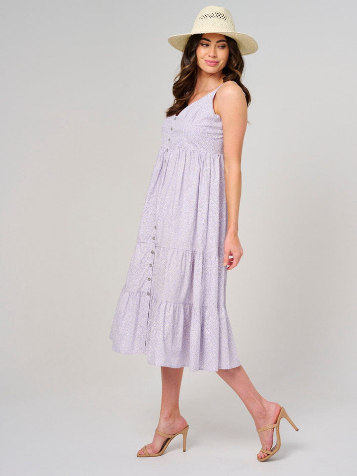 WOMEN'S SLEEVELESS V-NECK OPEN BACK FLORAL MIDI DRESS