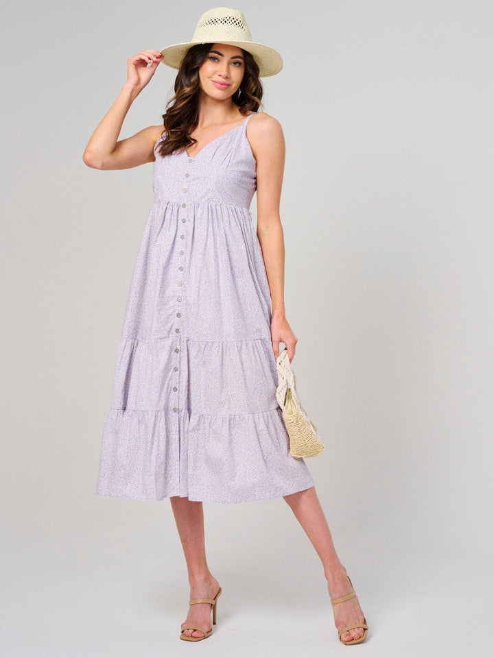 WOMEN'S SLEEVELESS V-NECK OPEN BACK FLORAL MIDI DRESS