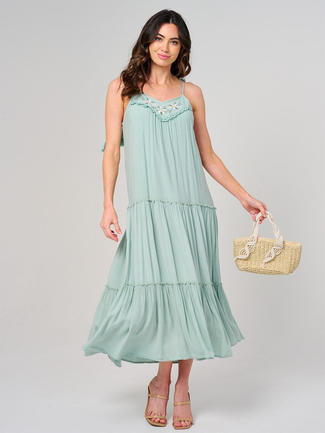 WOMEN'S SLEEVELESS TIERED FLORAL MAXI DRESS
