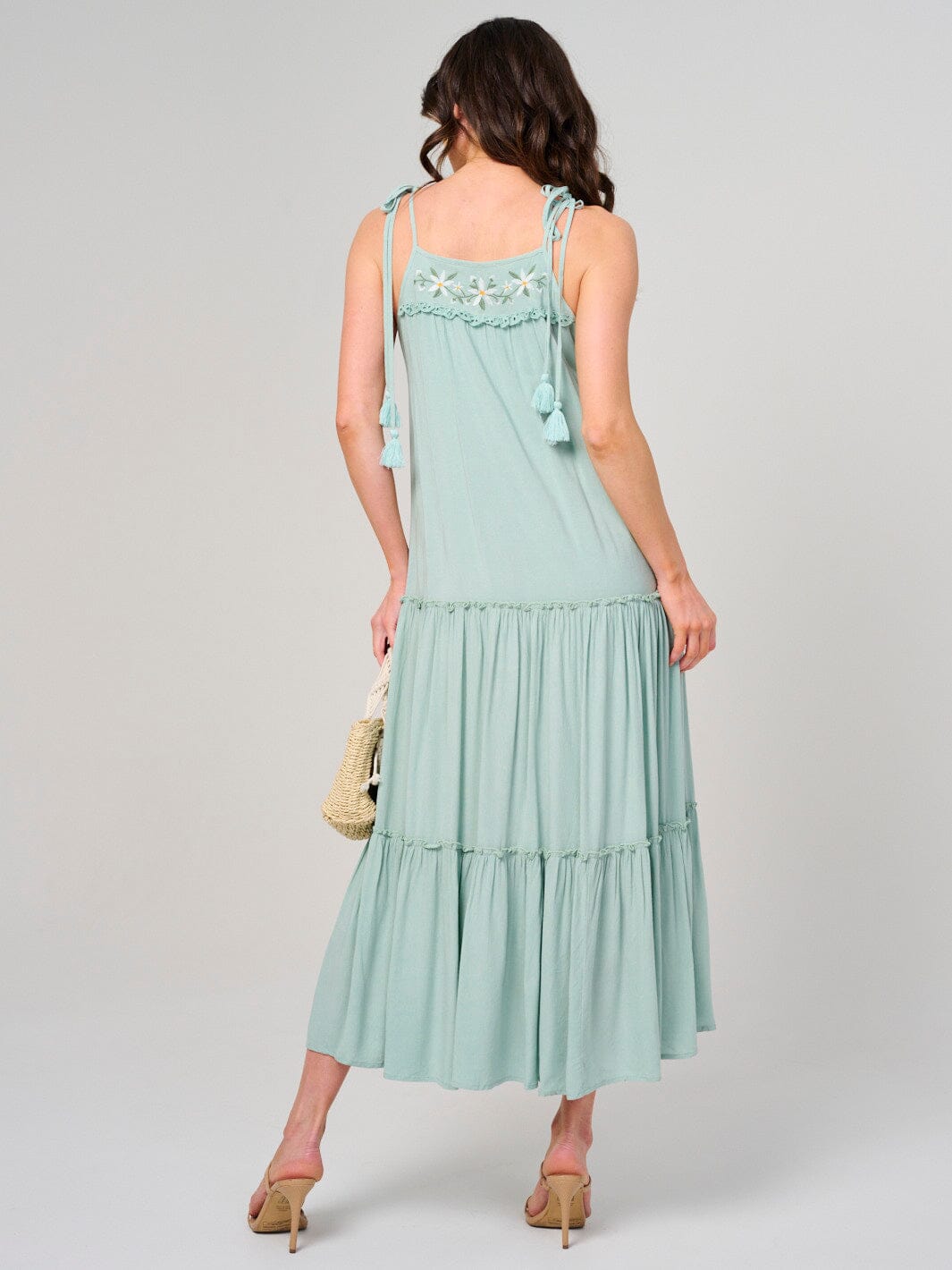 WOMEN'S SLEEVELESS TIERED FLORAL MAXI DRESS