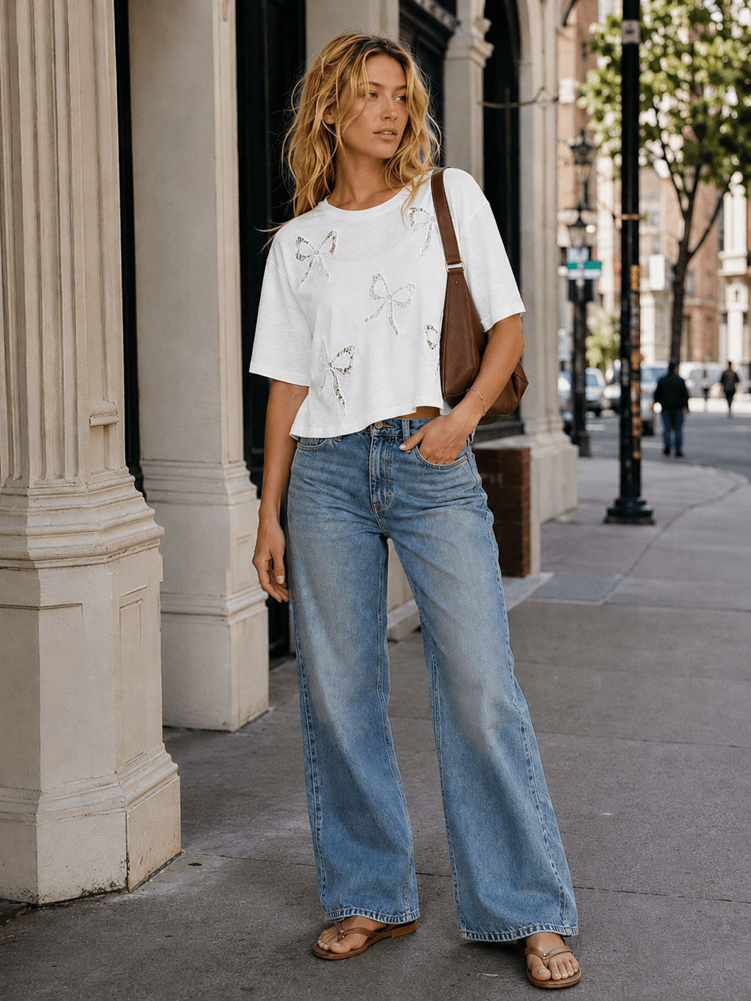 WOMEN'S SHORT SLEEVE LACE BOWS BASIC SHIRT