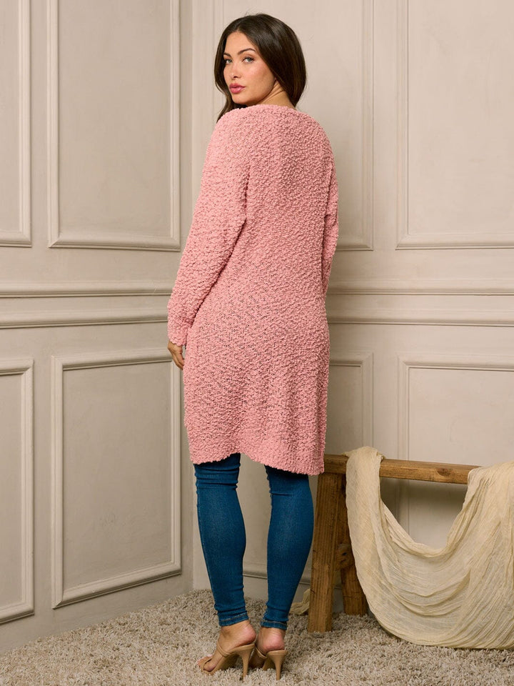 WOMEN'S LONG SLEEVE OPEN FRONT POCKETS CARDIGAN