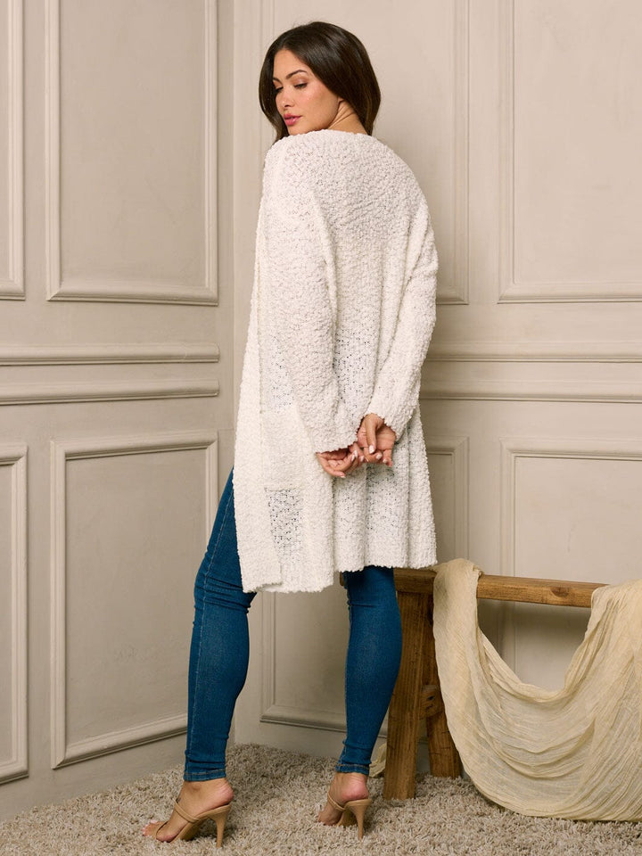 WOMEN'S LONG SLEEVE OPEN FRONT POCKETS CARDIGAN