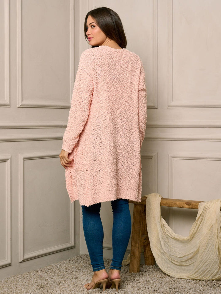 WOMEN'S LONG SLEEVE OPEN FRONT POCKETS CARDIGAN