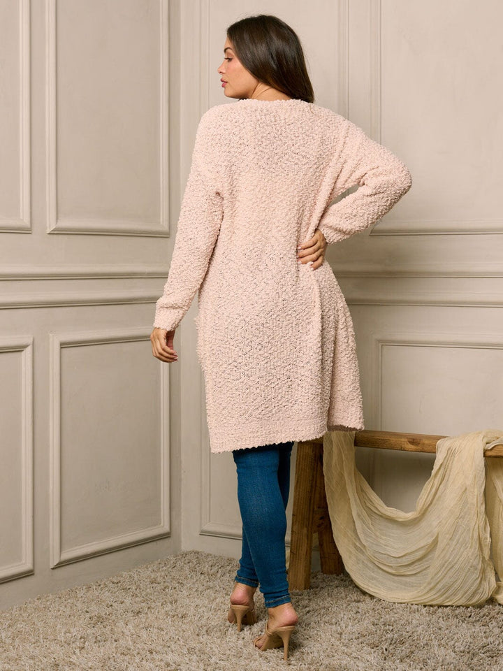 WOMEN'S LONG SLEEVE OPEN FRONT POCKETS CARDIGAN