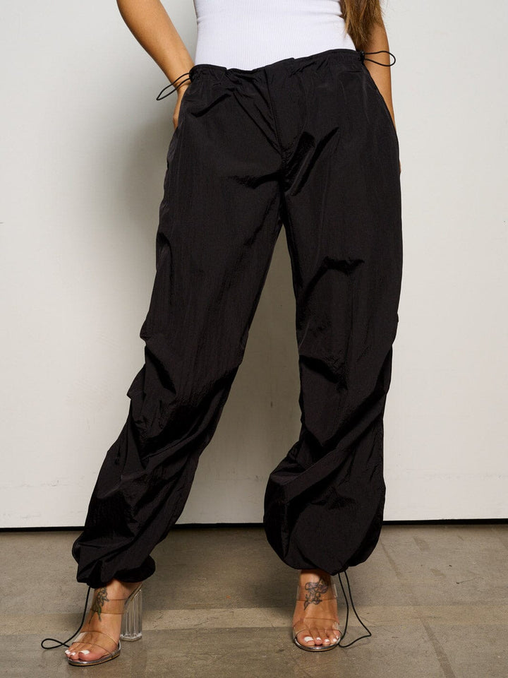 WOMEN'S ELASTIC WAIST POCKETS JOGGER PANTS