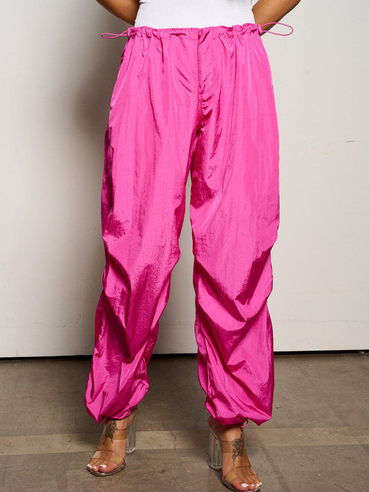 WOMEN'S ELASTIC WAIST POCKETS JOGGER PANTS