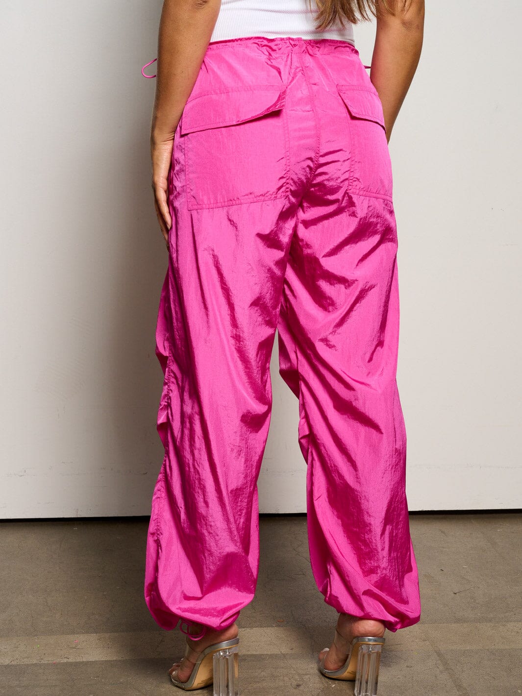 WOMEN'S ELASTIC WAIST POCKETS JOGGER PANTS