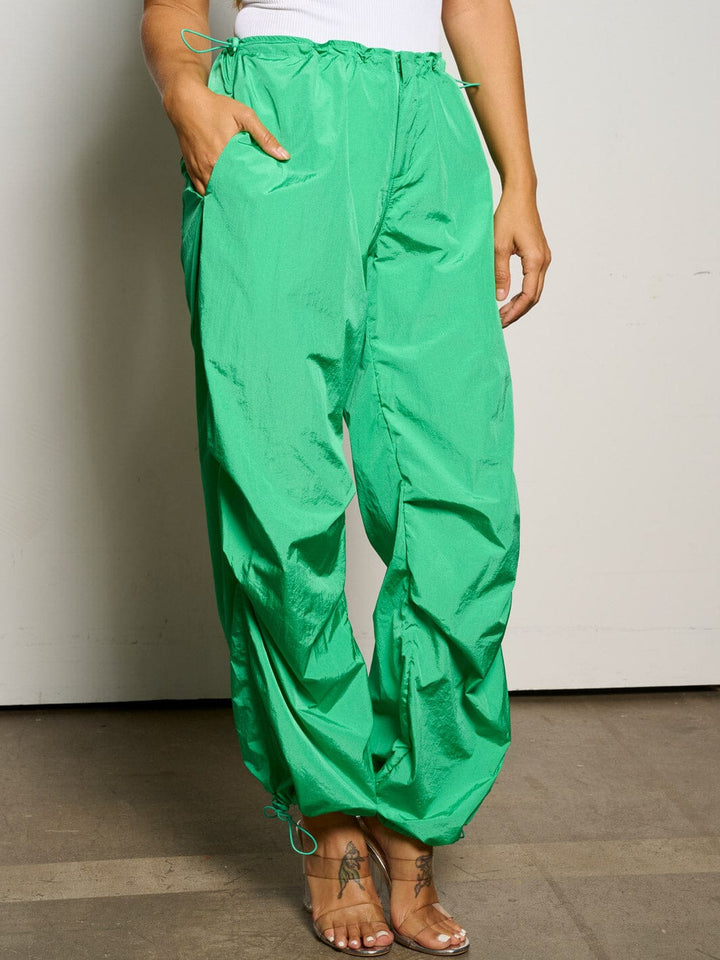 WOMEN'S ELASTIC WAIST POCKETS JOGGER PANTS