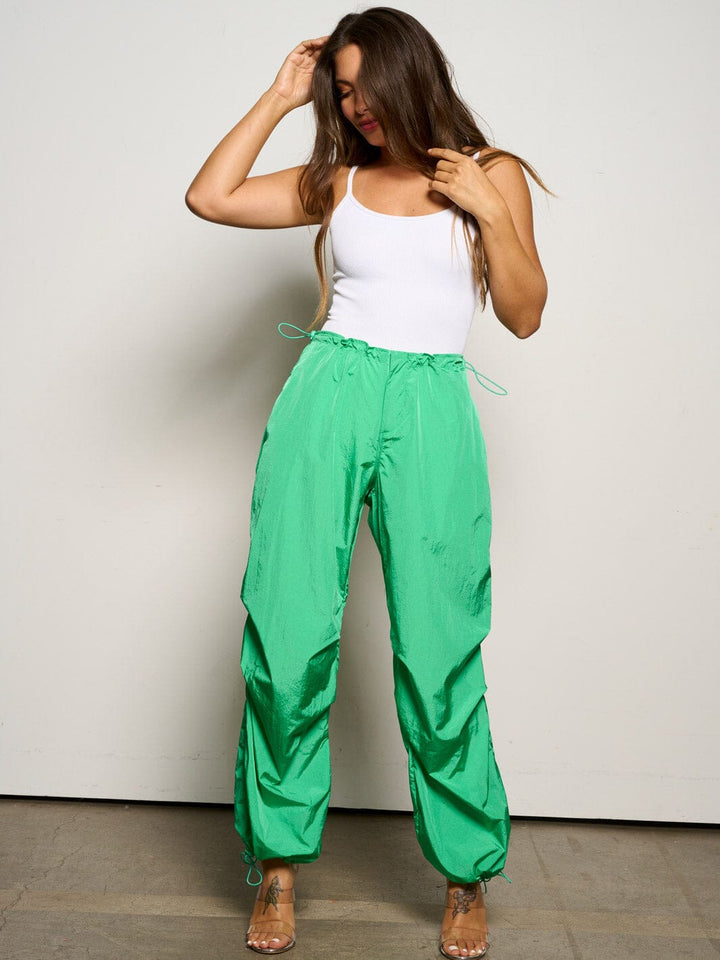 WOMEN'S ELASTIC WAIST POCKETS JOGGER PANTS