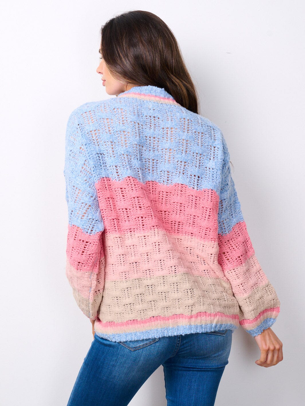 WOMEN'S LONG SLEEVE COLORBLOCK KNIT SWEATER