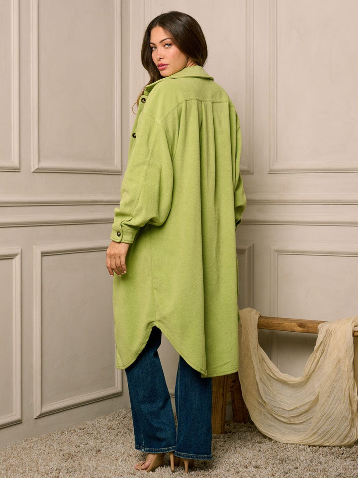 WOMEN'S LONG SLEEVE BUTTON UP POCKETS COAT