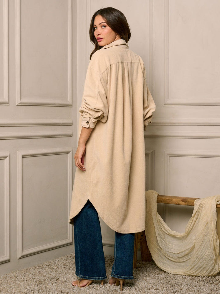 WOMEN'S LONG SLEEVE BUTTON UP POCKETS COAT