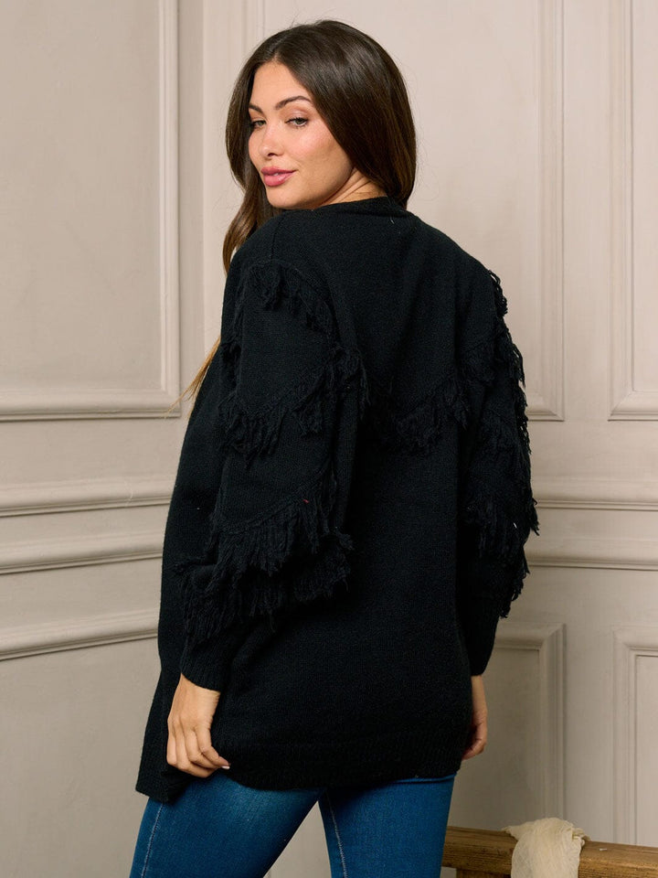 WOMEN'S LONG SLEEVE OPEN FRONT DETAILED CARDIGAN