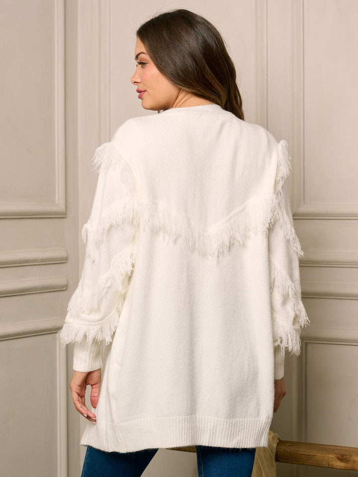 WOMEN'S LONG SLEEVE OPEN FRONT DETAILED CARDIGAN