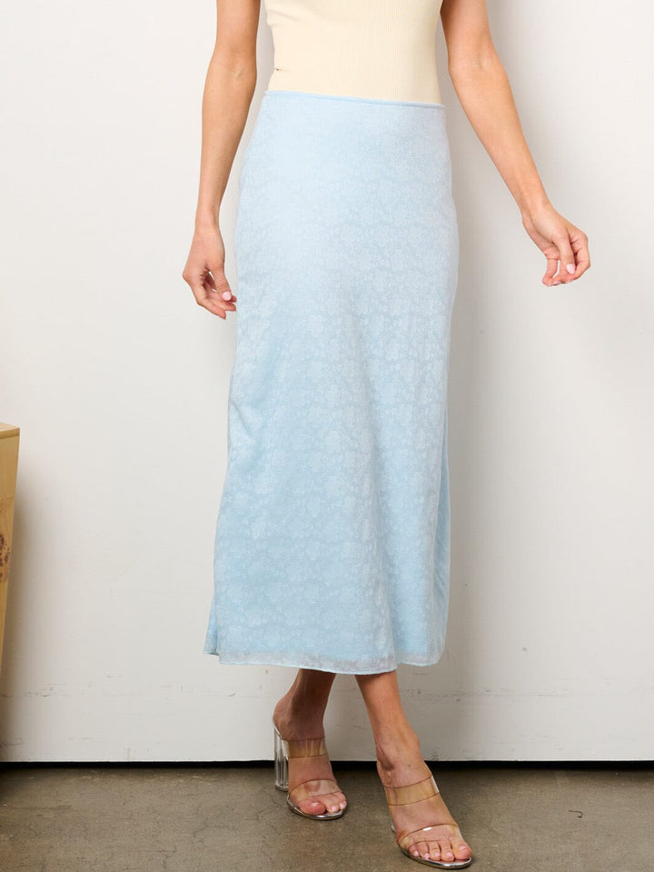 WOMEN'S ZIP UP FLORAL LACE MAXI SKIRT