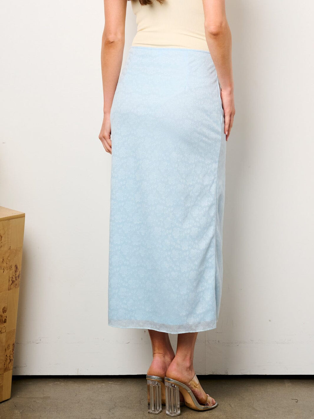 WOMEN'S ZIP UP FLORAL LACE MAXI SKIRT