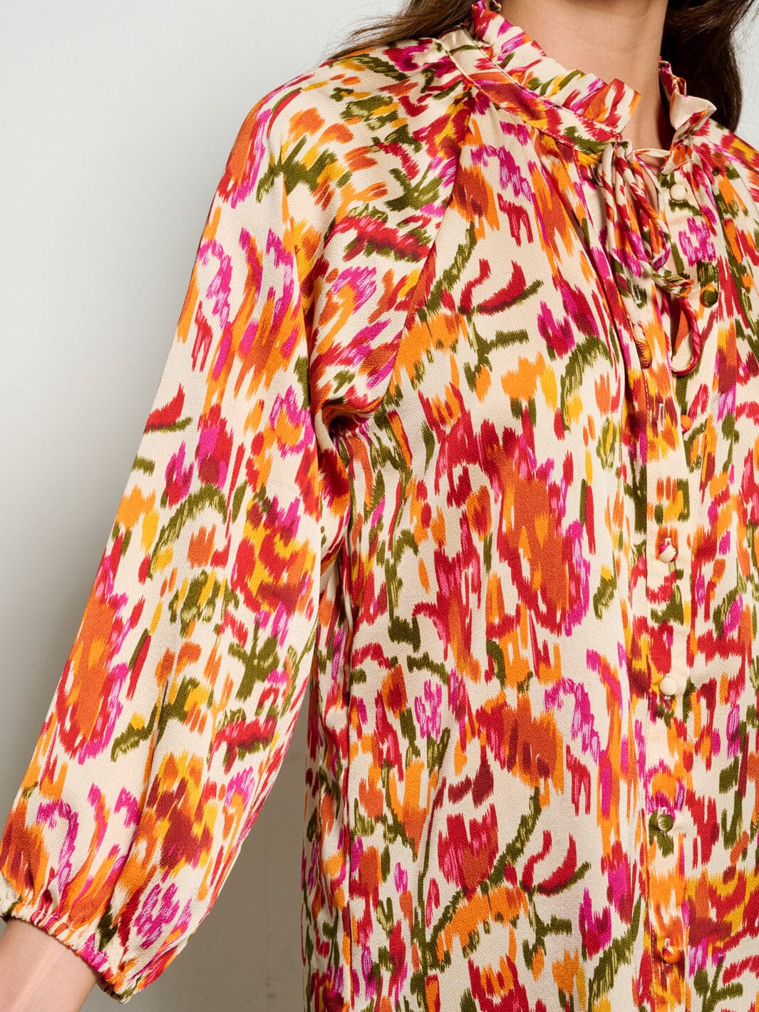 WOMEN'S LONG SLEEVE MUTI PRINT TUNIC BLOUSE TOP