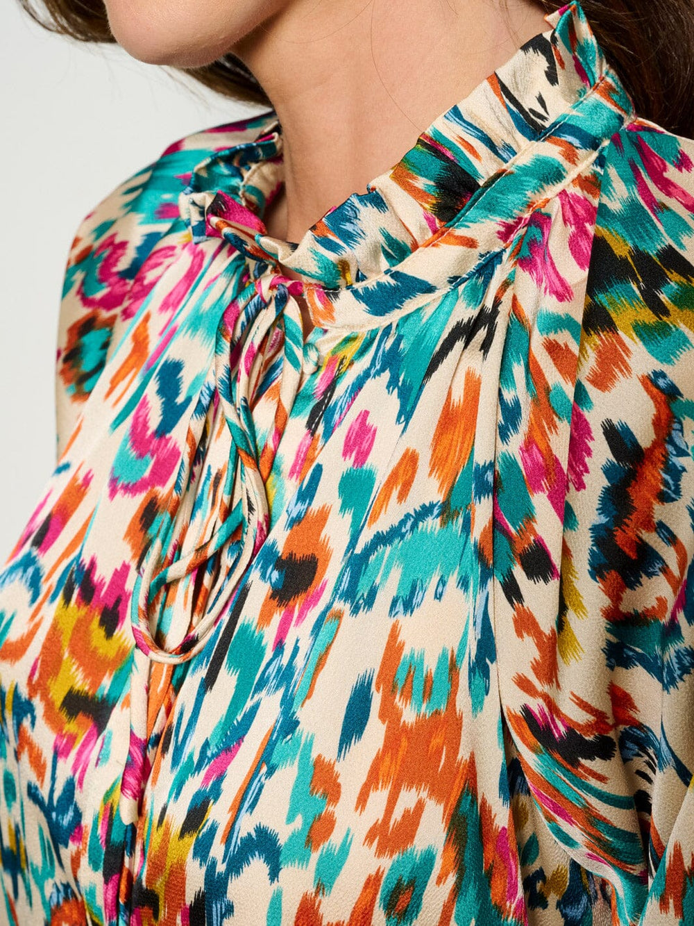 WOMEN'S LONG SLEEVE MUTI PRINT TUNIC BLOUSE TOP