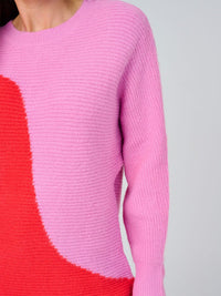 WOMEN'S LONG SLEEVE COLORBLOCK KNIT PULLOVER SWEATER