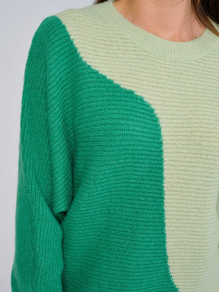 WOMEN'S LONG SLEEVE COLORBLOCK KNIT PULLOVER SWEATER