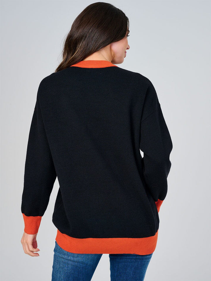 WOMEN'S LONG SLEEVE COLORBLOCK GRAPHIC PULLOVER SWEATER