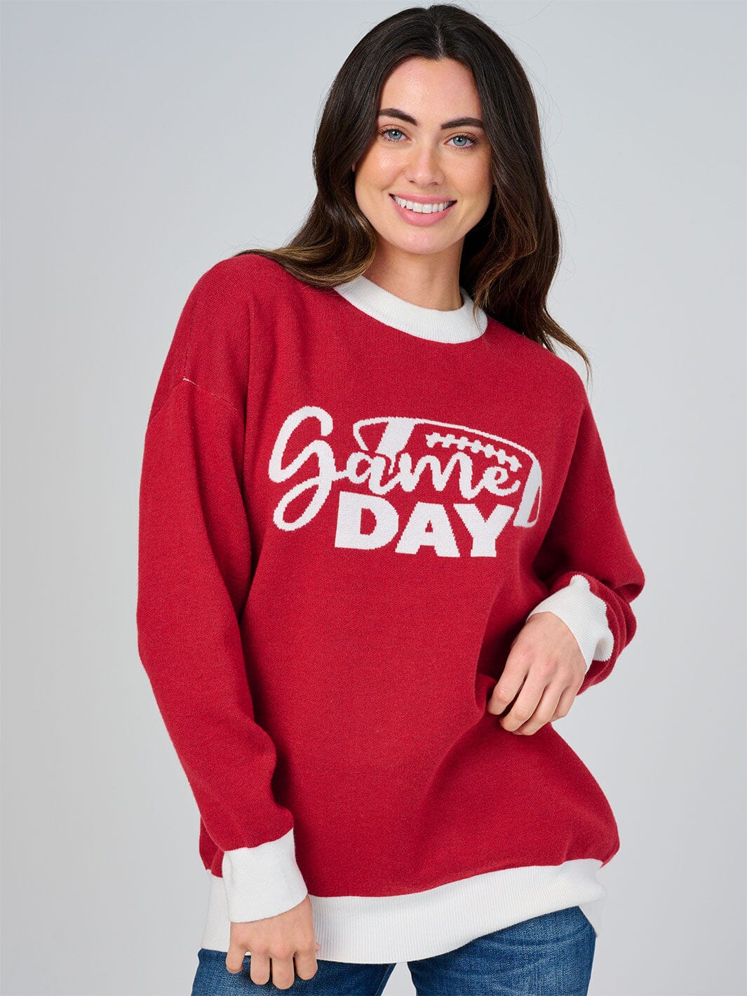 WOMEN'S LONG SLEEVE COLORBLOCK GRAPHIC PULLOVER SWEATER