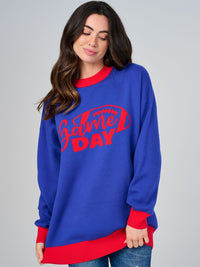 WOMEN'S LONG SLEEVE COLORBLOCK GRAPHIC PULLOVER SWEATER