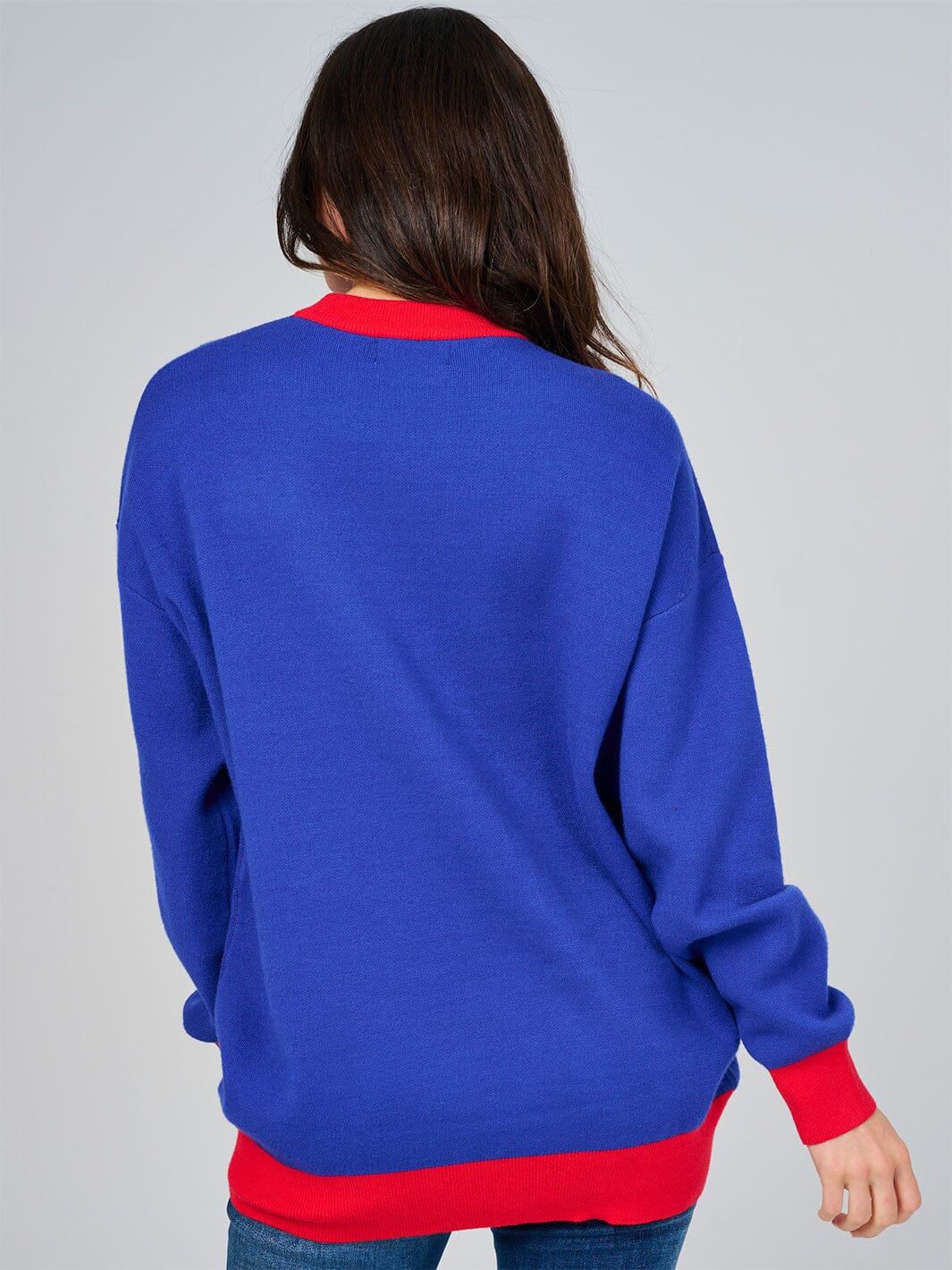 WOMEN'S LONG SLEEVE COLORBLOCK GRAPHIC PULLOVER SWEATER