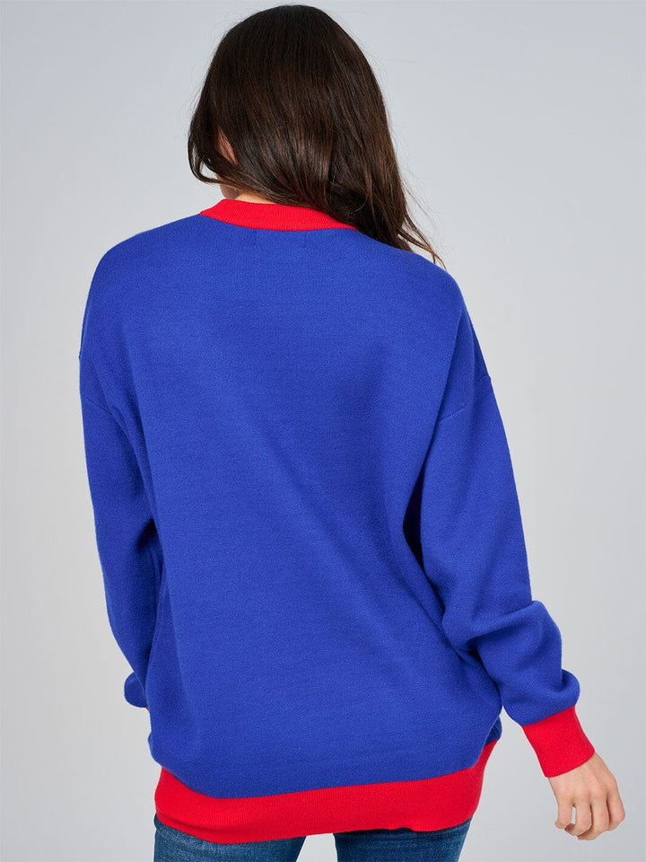 WOMEN'S LONG SLEEVE COLORBLOCK GRAPHIC PULLOVER SWEATER