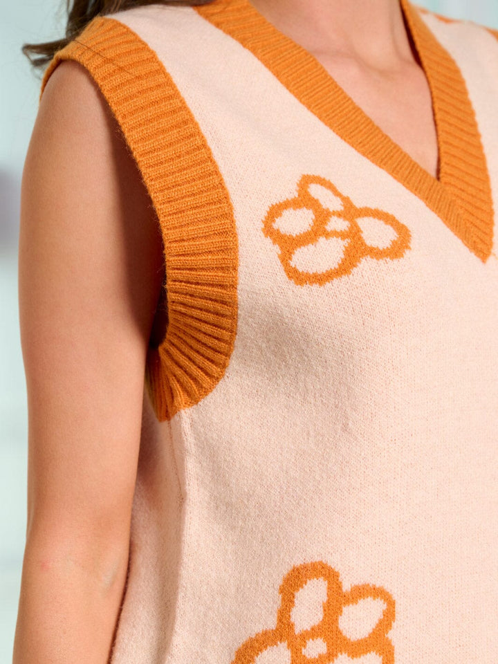 WOMEN'S SLEEVELESS V-NECK FLORAL COLORBLOCK VEST TOP