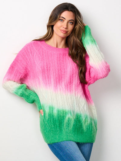 WOMEN'S LONG SLEEVE COLORBLOCK KNITTED SWEATER