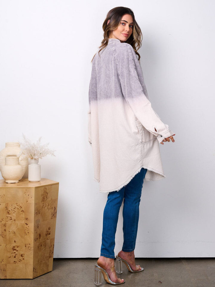 WOMEN'S LONG SLEEVE BUTTON UP COLORBLOCK CORDUROY JACKET