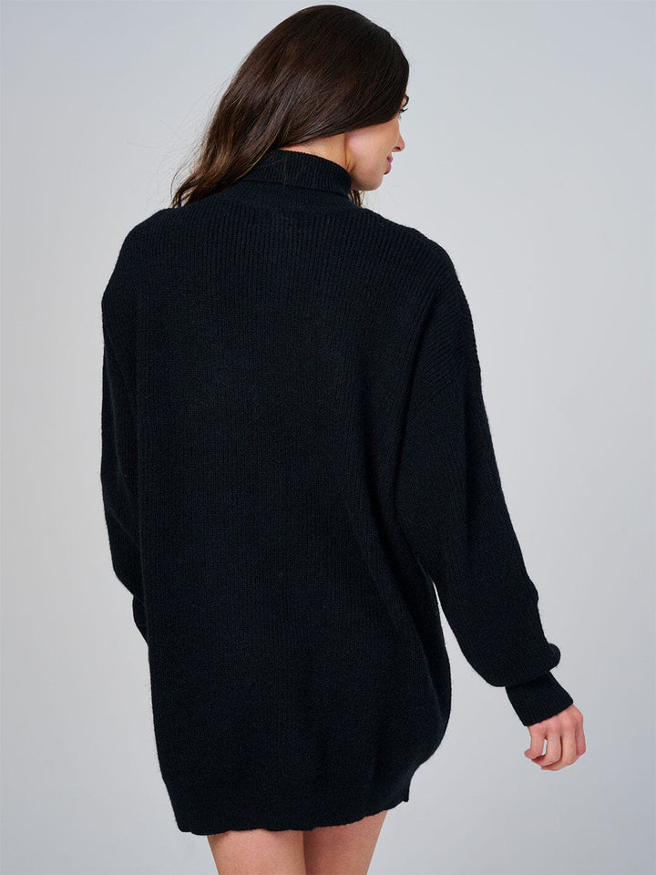 WOMEN'S LONG SLEEVE TURTLE NECK LOOSE FIT KNIT MINI DRESS