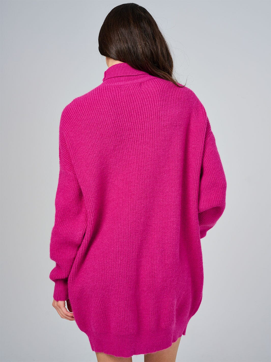 WOMEN'S LONG SLEEVE TURTLE NECK LOOSE FIT KNIT MINI DRESS