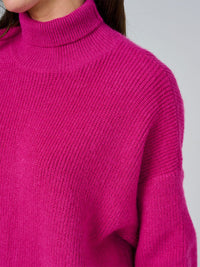 WOMEN'S LONG SLEEVE TURTLE NECK LOOSE FIT KNIT MINI DRESS