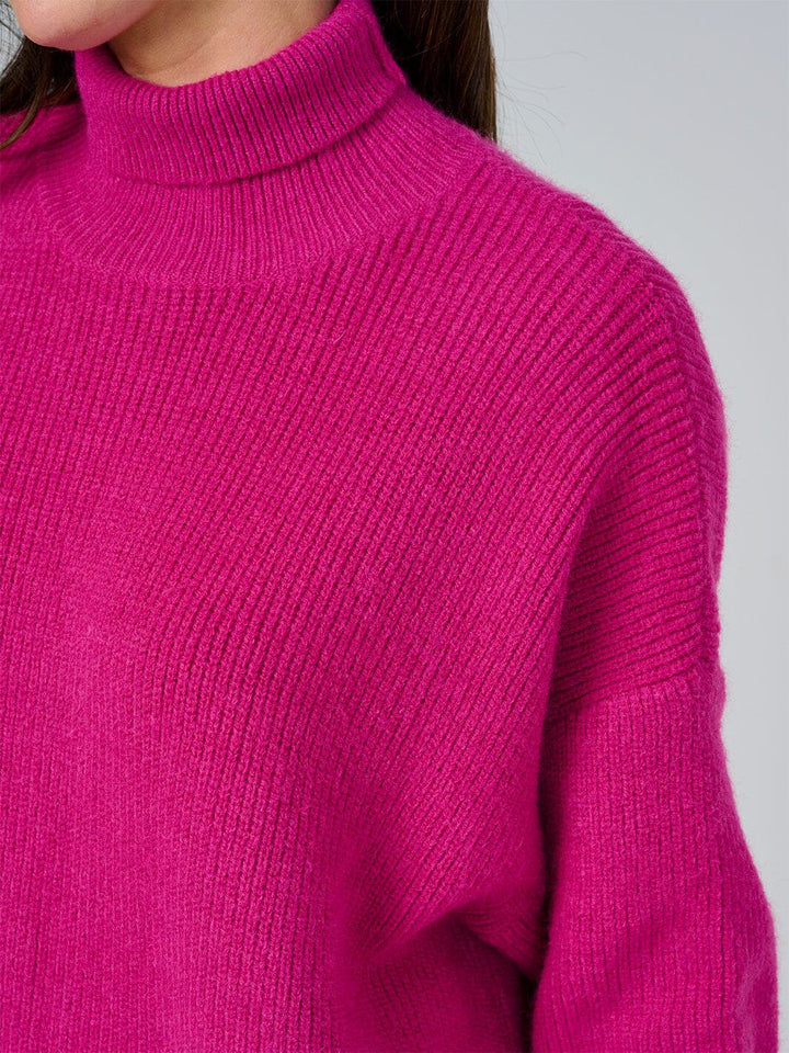 WOMEN'S LONG SLEEVE TURTLE NECK LOOSE FIT KNIT MINI DRESS