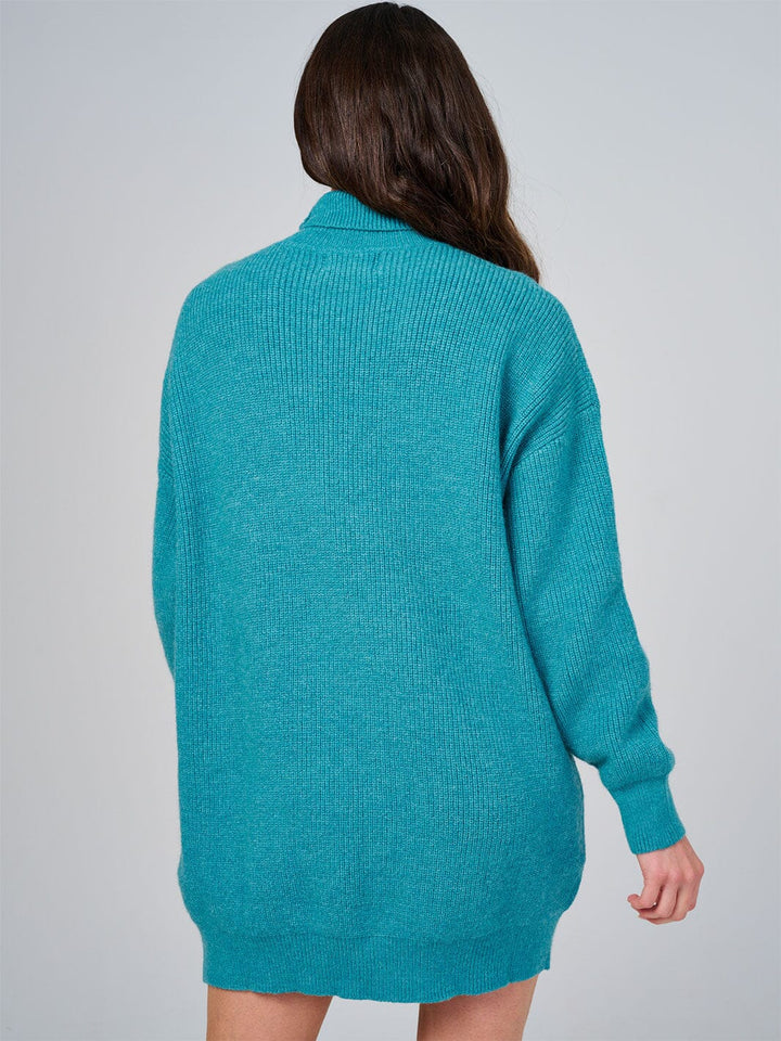 WOMEN'S LONG SLEEVE TURTLE NECK LOOSE FIT KNIT MINI DRESS