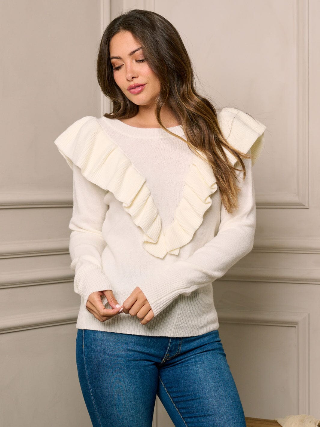 Copy of WOMEN'S LONG SLEEVE TURTLE NECK PULLOVER BACK SURPLICE SWEATER