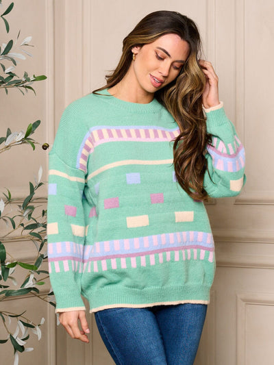 WOMENS LONG SLEEVE PULLOVER GRAPHIC SWEATER