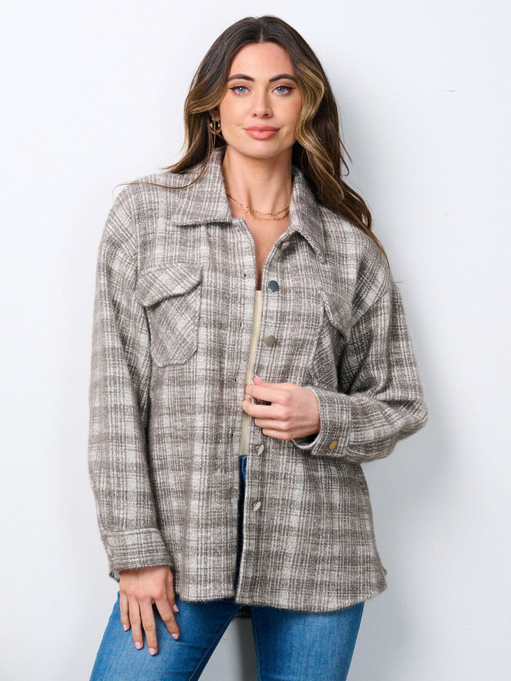 WOMEN'S LONG SLEEVE BUTTON CLOSURE FRONT POCKETS JACKET