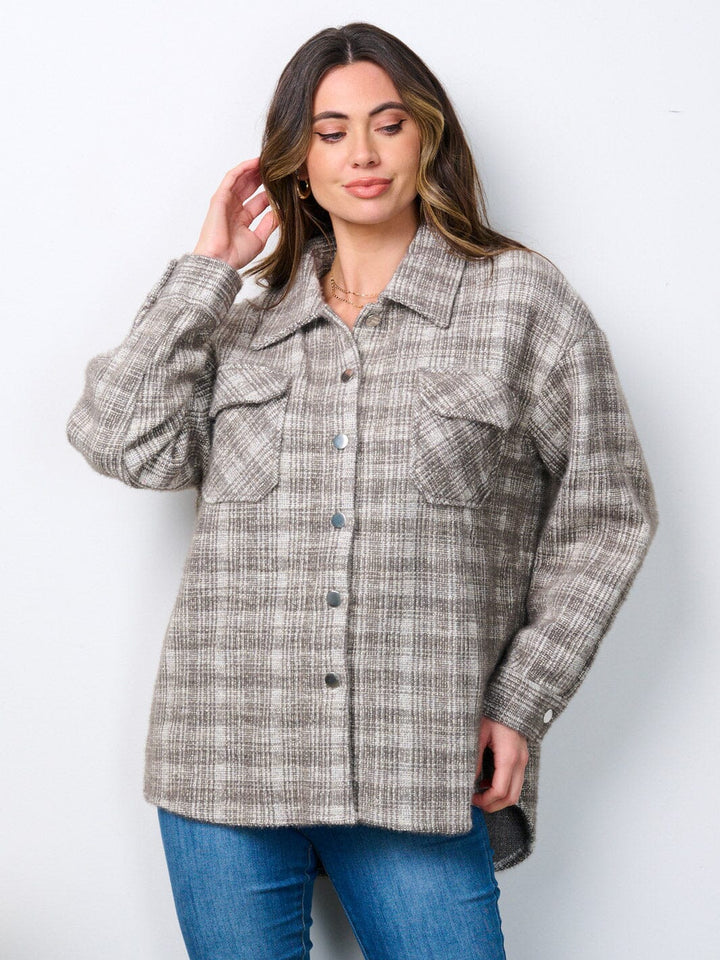 WOMEN'S LONG SLEEVE BUTTON CLOSURE FRONT POCKETS JACKET