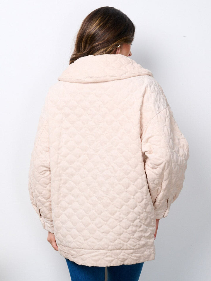 WOMEN'S LONG SLEEVE BUTTON CLOSURE QUILTED PUFFER JACKET