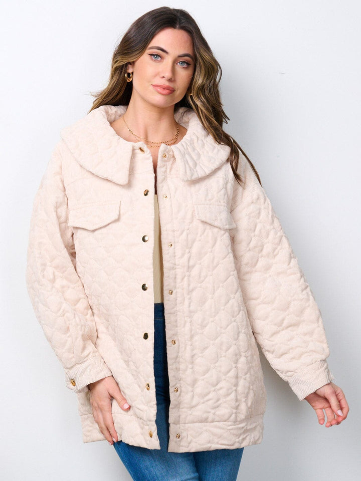 WOMEN'S LONG SLEEVE BUTTON CLOSURE QUILTED PUFFER JACKET